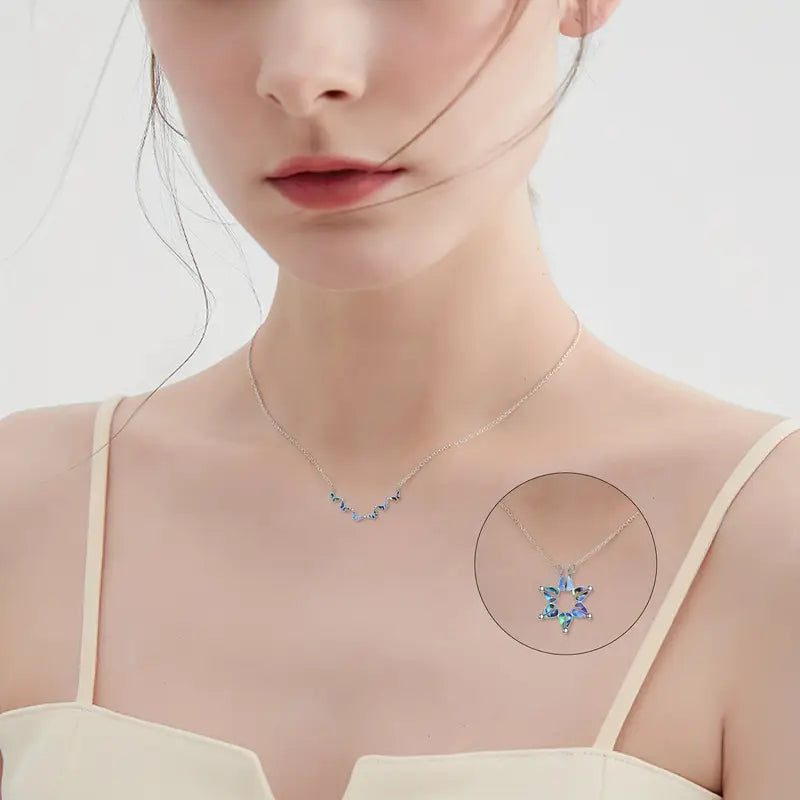 Bright Butterfly Folding Hexagonal Star Pendant Necklace