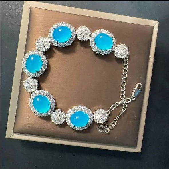 Heart of the Ocean Agate Gemstone Bracelet