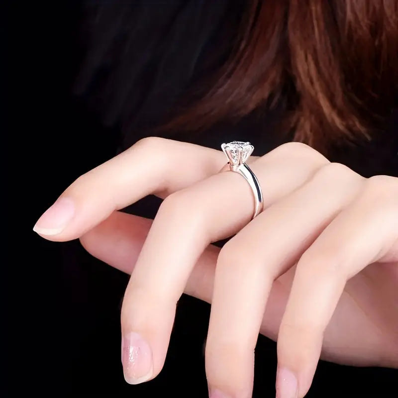 925 Silver Sparkling Gemstone Elegant Promise Ring - Classic Design