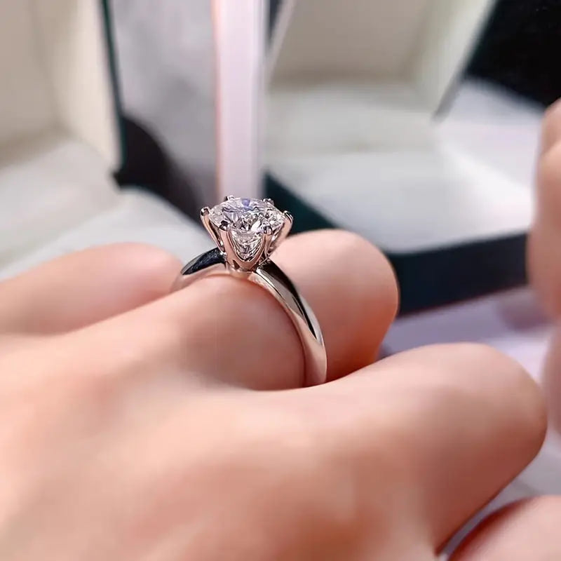 925 Silver Sparkling Gemstone Elegant Promise Ring - Classic Design