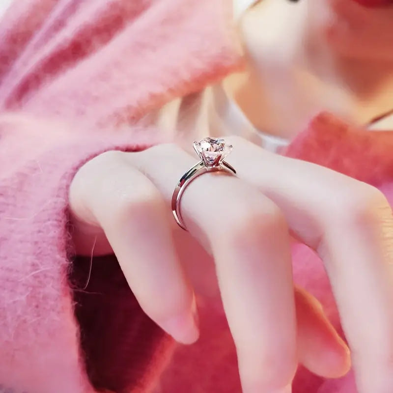 925 Silver Sparkling Gemstone Elegant Promise Ring - Classic Design