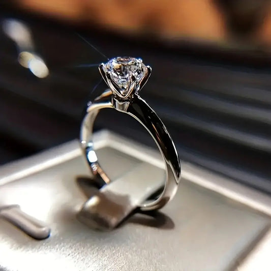 925 Silver Sparkling Gemstone Elegant Promise Ring - Classic Design