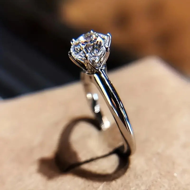 925 Silver Sparkling Gemstone Elegant Promise Ring - Classic Design