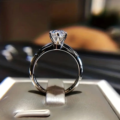 925 Silver Sparkling Gemstone Elegant Promise Ring - Classic Design